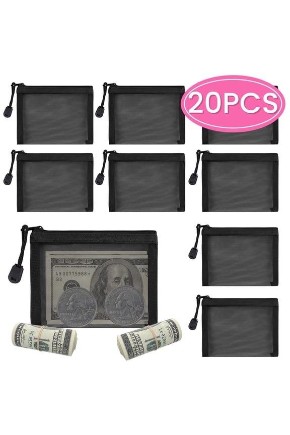 Mini Zipper Mesh Bags Cosmetic Bags Makeup Lipstick Cosmetic Accessories Organizer for Women Travel Home 20 Pcs