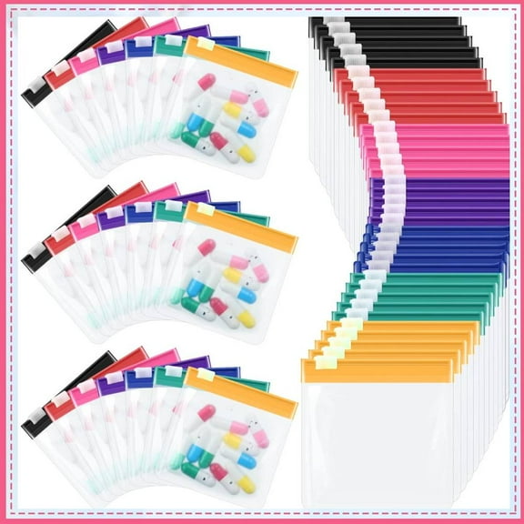 Mini Zipper Pouch Set42 Small Reusable Clear Zip Lock Bags for Travel, Medicine,Makeup,Pills,Tiny Cosmetic Organizer Pouches for Purse,Office,Plastic Storage