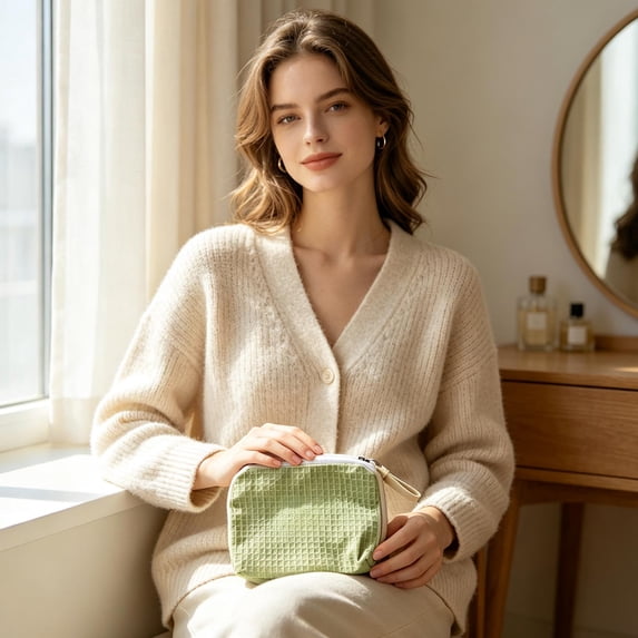 Mini Zipper Pouch, Weave Textured Bag, Portable Storage Pouch, Soft Breathable Fabric and Compact Travel Size for Lipsticks, Earphones, and Small Daily Items.