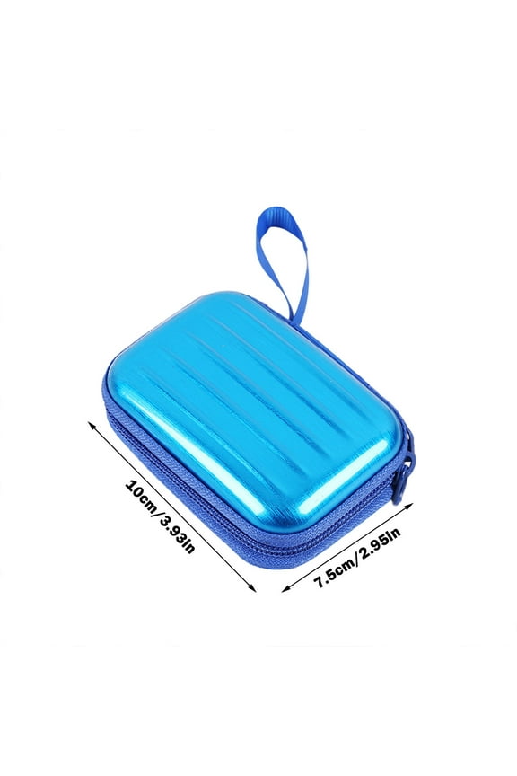 Mini Zipper Storage Pouch, Small Tin Case for Jewelry Coins Earphones, Portable Metal Box with Keychain, Gift Packaging for Women Men, Cuxi Box Blue