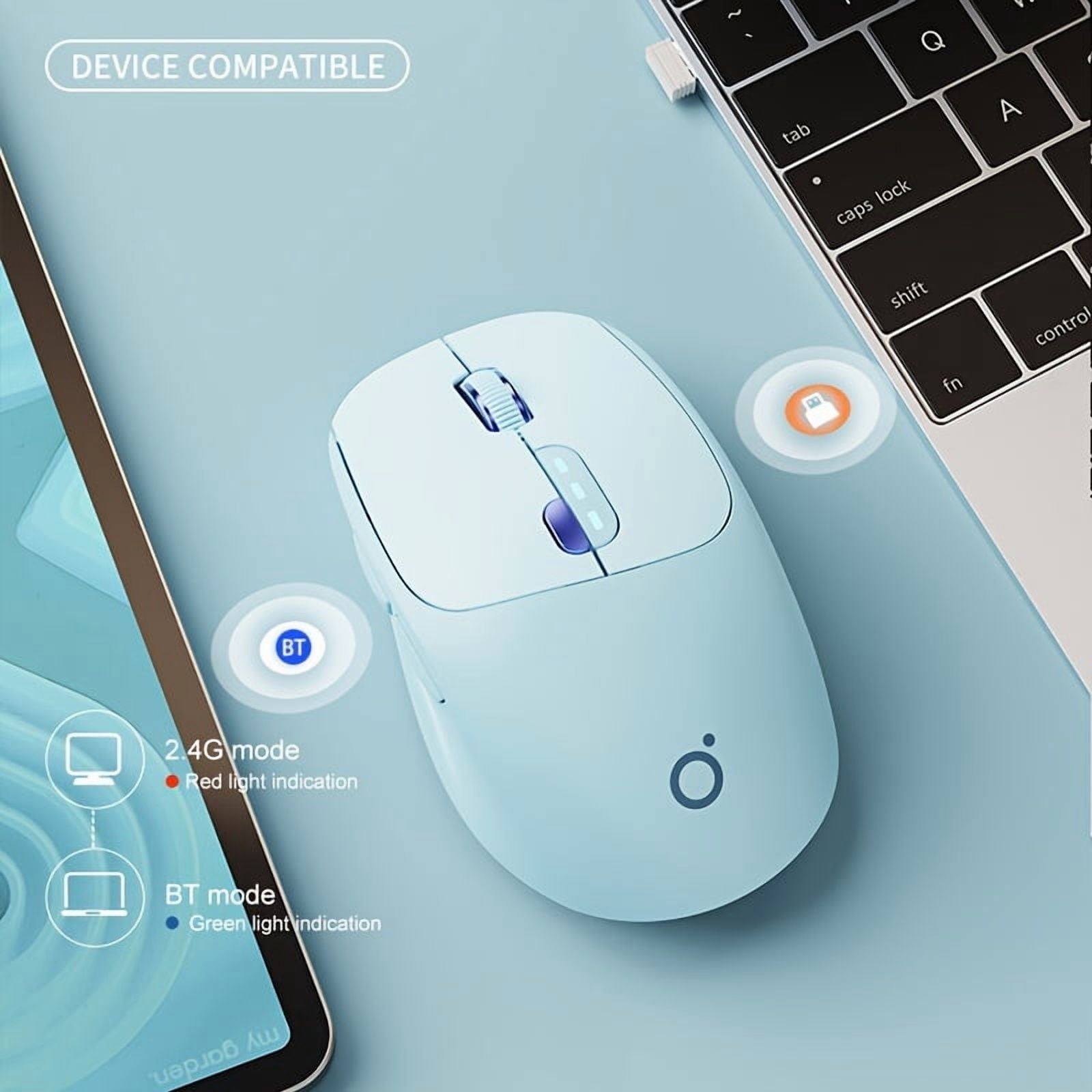 Mini ambidextrous optical wireless mouse, rechargeable 2.4G+Bluetooth, silent one-click rebound, Type-C charging, suitable for office, gaming, home, laptops and desktops, compatible with Windows 10,