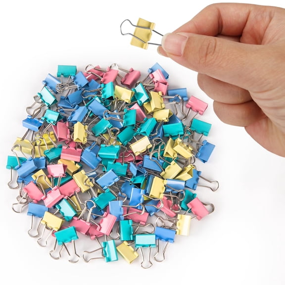 Mini binder clips 15mm, 120 pack small paper clips for office home business, multicolor binder clips, assorted color clips for documents bags organization
