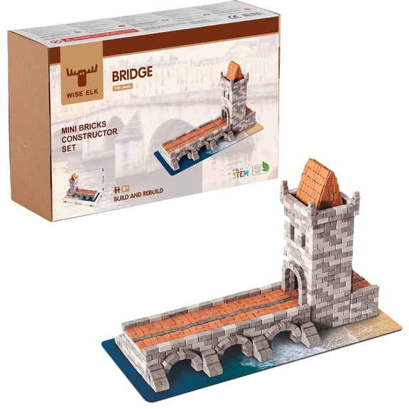 Mini bricks construction set Bridge 1140 pcs. Glue included. Black