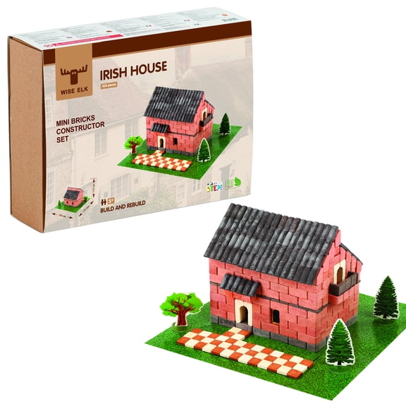 Mini bricks construction set Irish House Red 450 pcs. Glue included. Red
