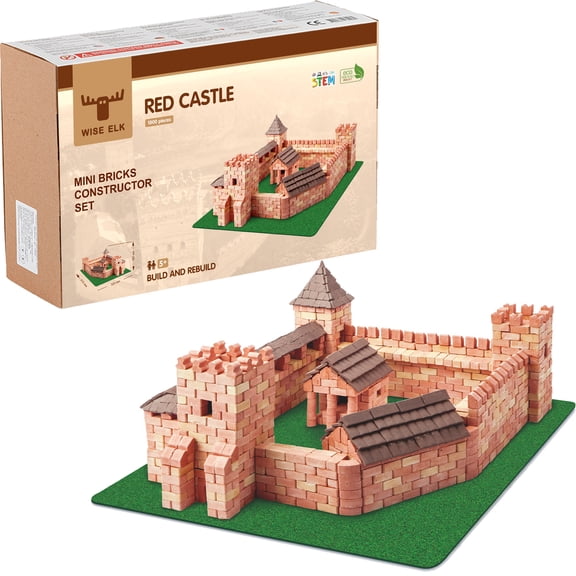 Mini bricks construction set Red Castle 1800 pcs. Glue included. Red
