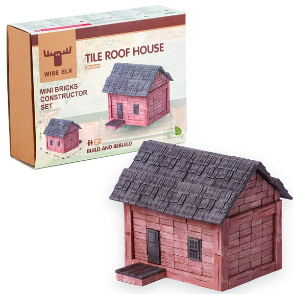 Mini bricks construction set Tile roof house 315 pcs. Glue included. White