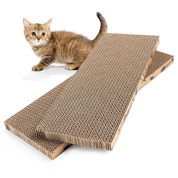 Mini cat scratching board,small cat scratcher for indoor cats,durable cardboard cat scratchers,double sided cat scratching pad,protects furniture from claws,infused with catnip,includes 2pack, brown