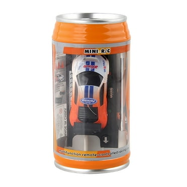Mini coke can speed remote control radio remote control mini racing car with LED lights toy children's Christmas gifts，Orange