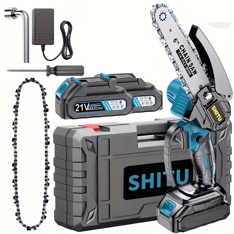 Mini Cordless Chainsaw, Lightweight & Portable Handheld Electric Tree Cutter with Splash Guard, Security Lock, Optional Rechargeable Battery, and Safe Trimming for Quick Cutting of Tree Branches