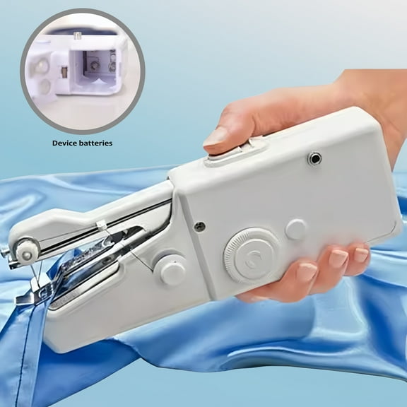 Mini hand-held sewing machine, simple to operate, essential for quick repair and sewing of handicrafts at home, convenient and quick, easy to store and occupy no space, white.