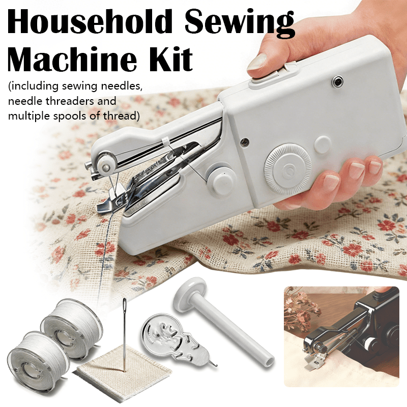 Mini handheld sewing machine, portable electric sewing machine, ideal for beginners and everyday mending; compact sewing tool suitable for clothing, curtains, and DIY projects
