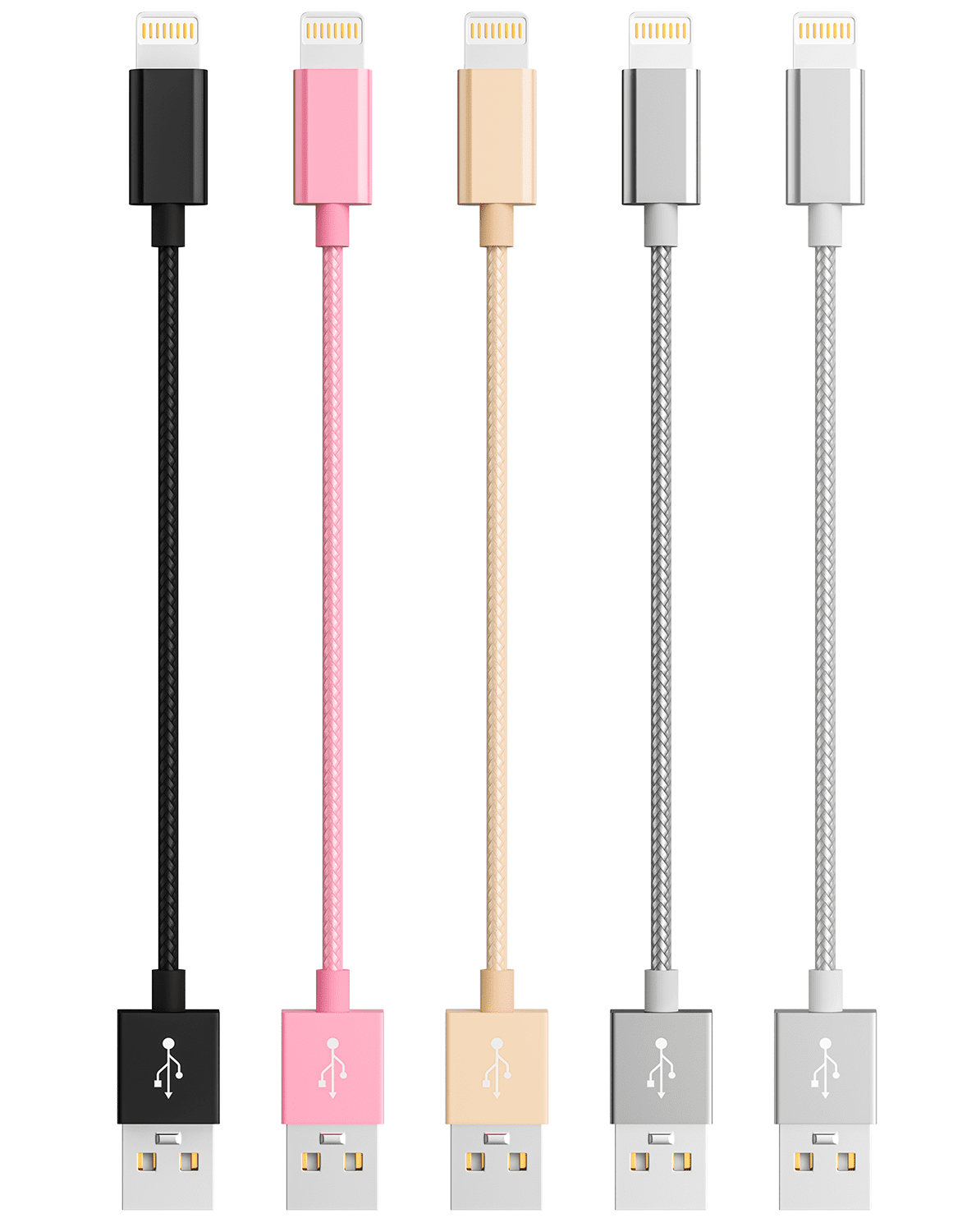Mini iPhone Charger 5 Pack Lightning Cables,Nylon Braided Data Sync