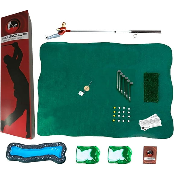 Mini indoor Golf Player Pack, Mini Golf Game for Kids and Adults, Includes Essential Golf Accessories, Putting Green and Clubs, Mini Golf Set with 35" Shotmaker Golfer, Mini Golf Course Indoor Play