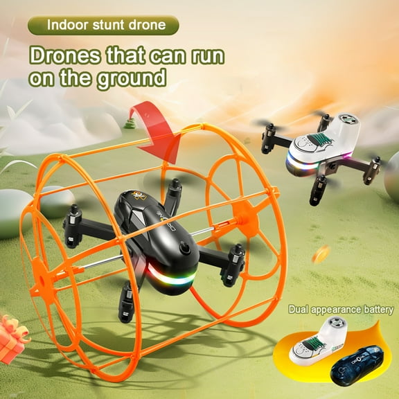 Mini indoor toy drone for kids with dual mode, adjustable speed, one-click takeoff and landing, detachable anti- collision shell, 360 flip