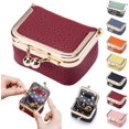 thumbnail image 1 of Mini Portable Travel Jewelry Box, Genuine Leather, Red, 1 of 10