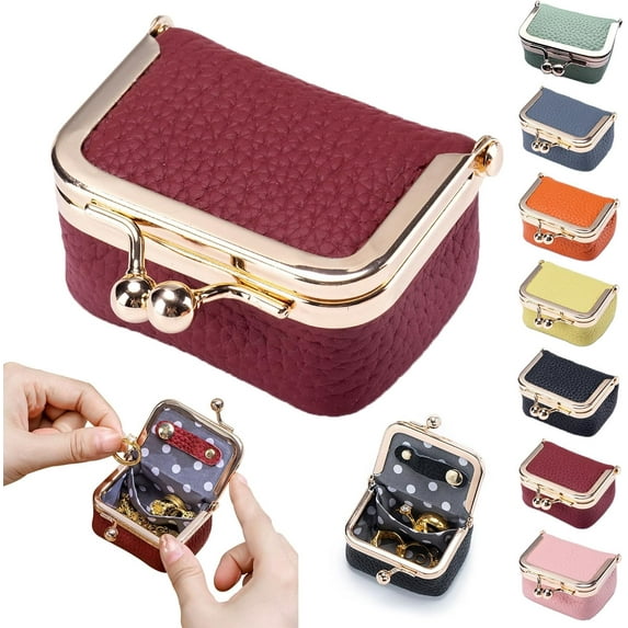 Mini Portable Travel Jewelry Box, Genuine Leather, Red