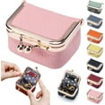 thumbnail image 1 of Mini Jewelry Box for Women, Portable Travel Organizer, Ring Box for Earrings and Necklace, Genuine Leather, Pink, 1 of 10