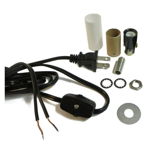 Mini-lamp Make-a-Lamp Repair DIY Kit Candelabra Socket 8' Black Cord with Line Switch, M