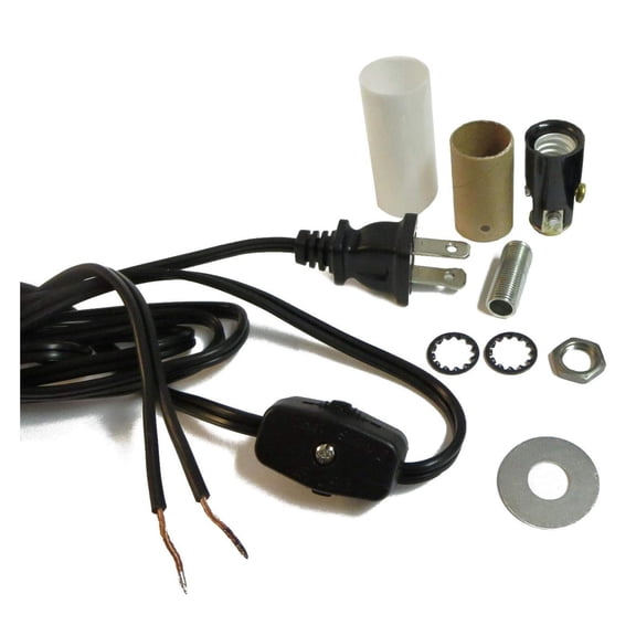 Mini-lamp Make-a-Lamp Repair DIY Kit Candelabra Socket 8' Black Cord with Line Switch, M