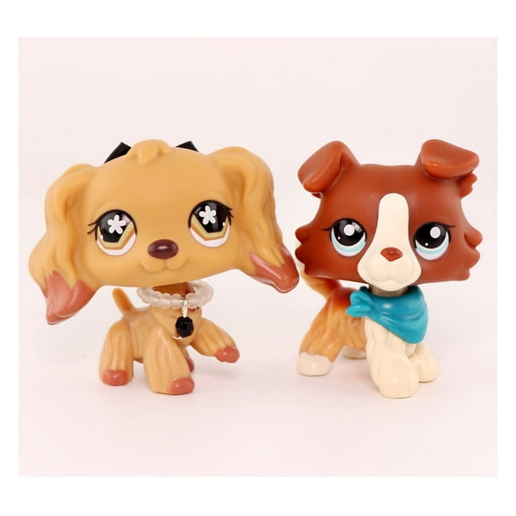 Mini lps shop Cocker Spaniel Dog #575 Collie #1542 with Black Bow Necklace Bandana