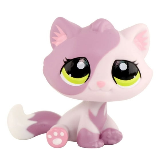 Mini lps shop Purple Tabby Bon Bon Cat #1660 Sitting Kitty Green Eyes Toy Kids Gift Collectable