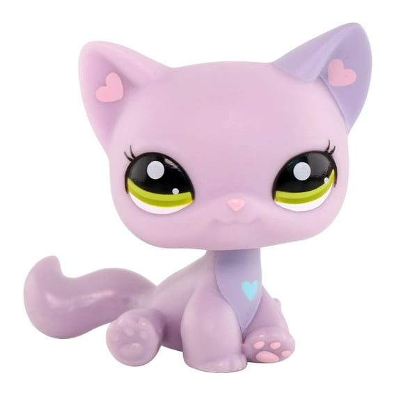 Mini lps shop Purple Sitting Shorthair Cat #1994 Heart Ears Green Dot Eyes Kitty Kids Girl Cute Toy Gift