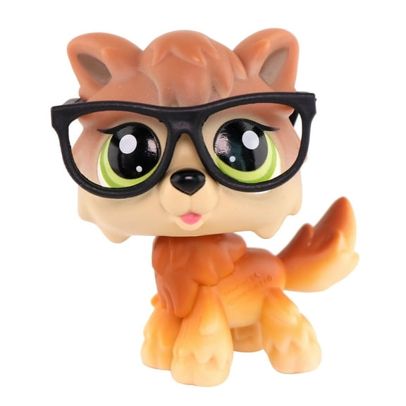 Mini lps shop Timber Wolf #2141 Brown with Black Glasses for lps Collection Kids Gift Girl Play Figure