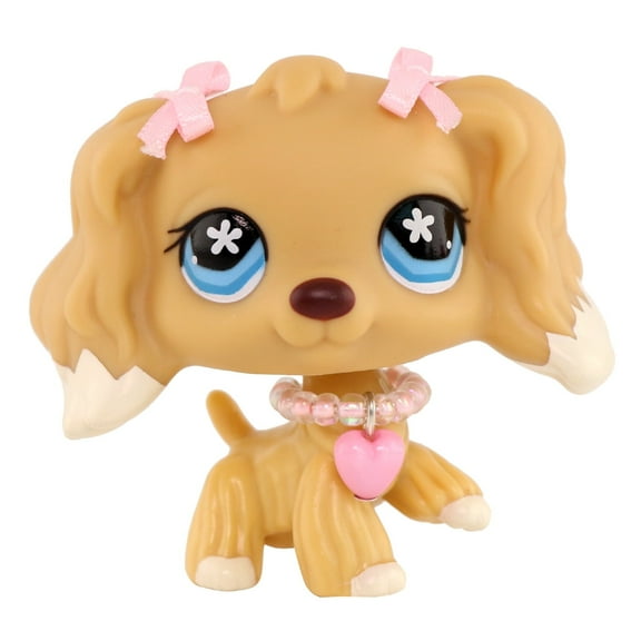Mini lps shop Blond Cocker Spanie Dog #748 with Pink Accessories Girl Gift lps Collection Kids Gift Girl Play Figure