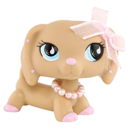 Mini lps shop Dachshund Wiener Dog #909 Pink Spotted Ears with Accessories Bobble Kids Girl Gift