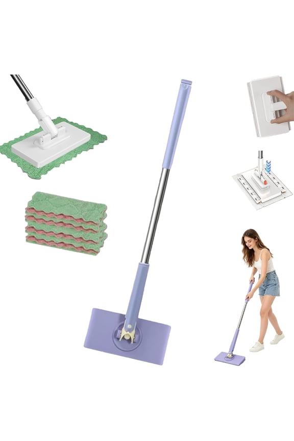 Mini mop, Convenient Cloth Changing Mini mops,Multifunctional Lazy with One-Click Cloths Attachment for Wet and Dry Disposable Pads (A, Mop+3PC Cloths)