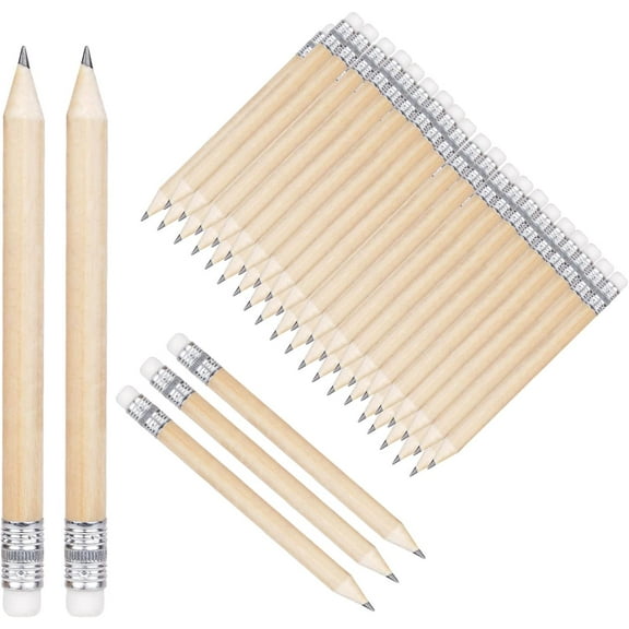 Mini pencils 50-pack with eraser 10 cm short wooden pencil for