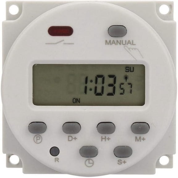 Mini programmable timer switch, 1 second to 168 hours,