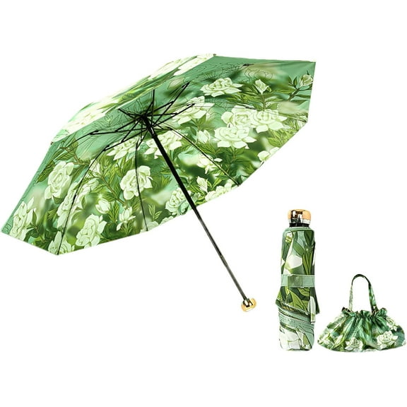Mini rain and shine folding umbrella travel portable umbrella small with storage bag UV protection windproof