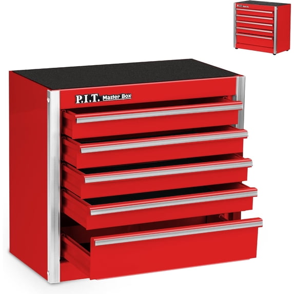 ...Mini red toolbox, portable 5-drawer mini roller cabinet steel toolbox, with lining, red small toolbox, for tool storage, home