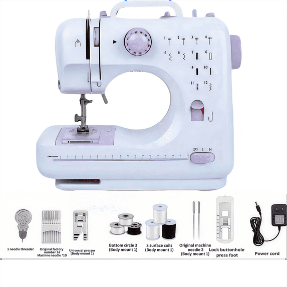 Mini sewing machine, built-in 12-needle multi-function pedal automatic sewing machine, suitable for beginners, send wife/mother/friend Valentine's Day gift