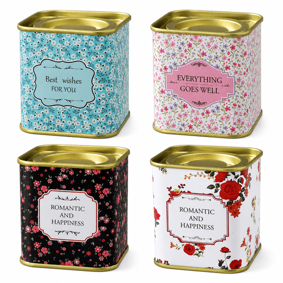 Mini tin boxes, 4 pack small metal storage containers, Vintage floral mint tins for jewelry, earrings, pills, coins, USB drives, travel, & More