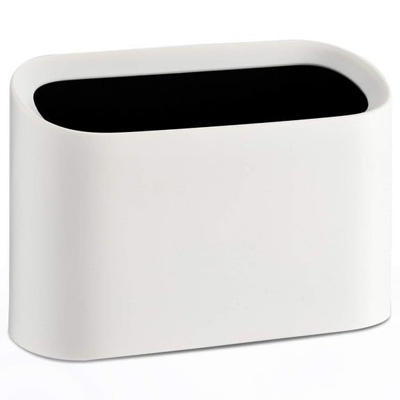 Mini trash can with lid, small office desk trash can, white, with 3 roll bags