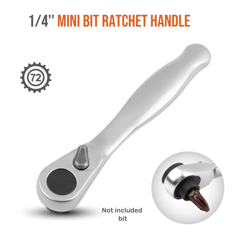 Mini 1/4" Double Ended Quick Release Ratchet Wrench - Compact Screwdriver Bit Adapter Rod 10 thumbnail image