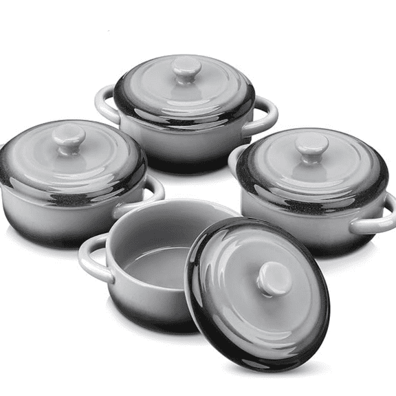 Mini tte with Lid,12 OZ Small Casserole Dish for Oven,Mini Casserole Dish,Individual Ramekins with Lids,Oven, Microwave & Dishwasher Safe,Set of 4