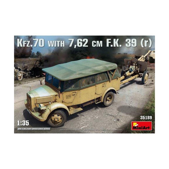 MiniArt Models Kfz.70 w/7.62cm FK39(r) Field Gun & Ammo Boxes New