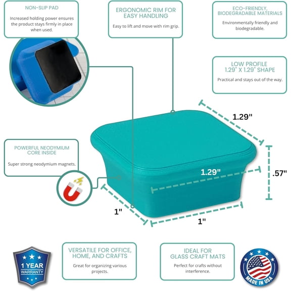 MiniBar Magnet - Strong Neodymium Rare Earth Magnets for Fridge, Whiteboard, Locker & Magnetic Glassboards - Crafting & Office Use - Strong Fridge Magnets (Seaside Teal Bar, 12)