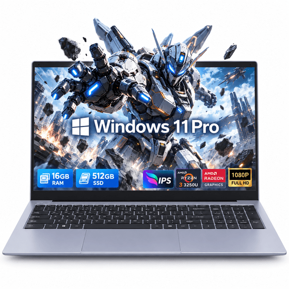 MiniHyper 15.6" Laptop Computer , AMD Ryzen 3 Up to 3.5GHz, 16GB RAM, 512GB SSD, Backlit Keyboard & Fingerprint Unlock, Business Laptop for Students & Work, Windows 11 Pro, 2-Year Warra