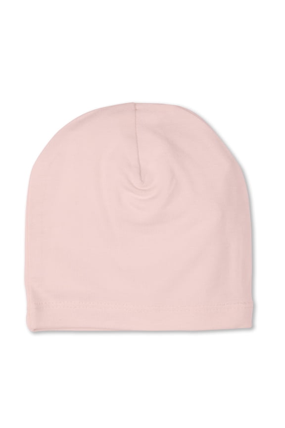 Baby Basic No-Fold 100% Cotton Fine-Gauge Solid-Color Beanie, Newborn, Pink Icing