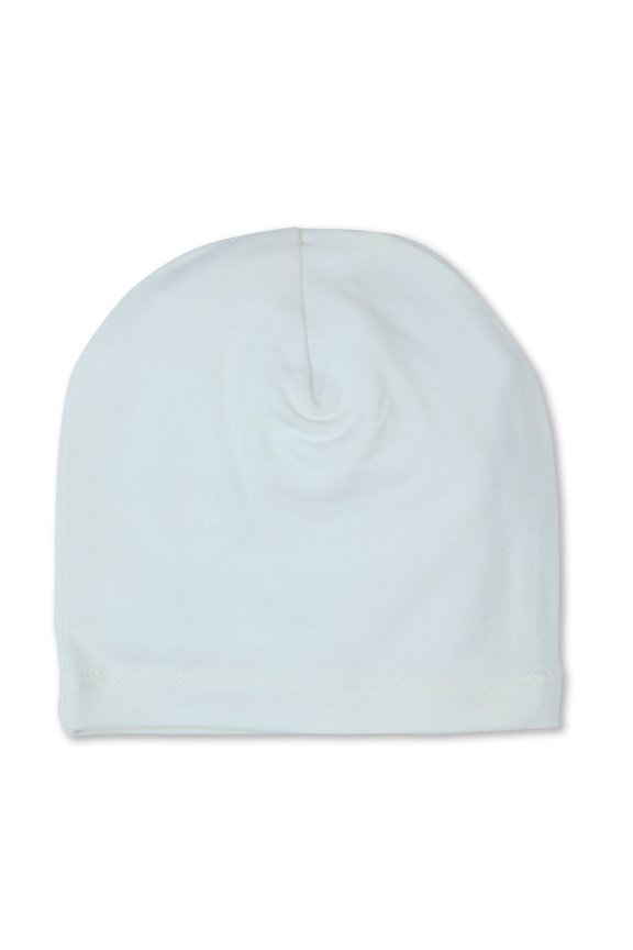 Baby No-Fold Cotton-Rich Solid-Color Fine-Gauge Beanie, Newborn, Baby Blue
