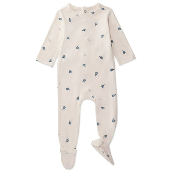 MiniMoi Baby and Toddler Boys "Hot Air Balloon" Rayon from Bamboo Blend Footie, 18 Months, Winter White