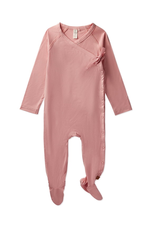 Baby and Toddler Crossover-Neckline Stretch Modal Footie, 12 Months, Blue Frost