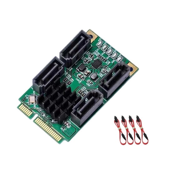 MiniPCIe to SATAs Adapters Card 4 Channel 6Gbps Speed Marvells Chipset Hot Plugs Functionality