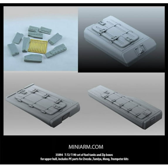 Miniarm 1:35 T-72 T-90 Fuel Tanks & ZiP Box for Upper Hull - Resin PE #B35094