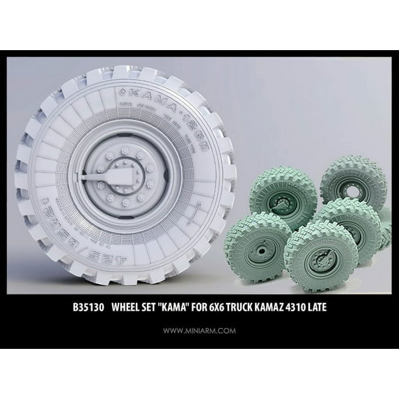 Miniarm 1:35 Wheel Set "Kama" for 6X6 Truck Kamaz 4310 Late (6pcs) Resin #B35130