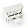 thumbnail image 1 of Miniature 18 Note Musical Hi-Gloss White Upright Piano with Bench - Congratulations, 1 of 2